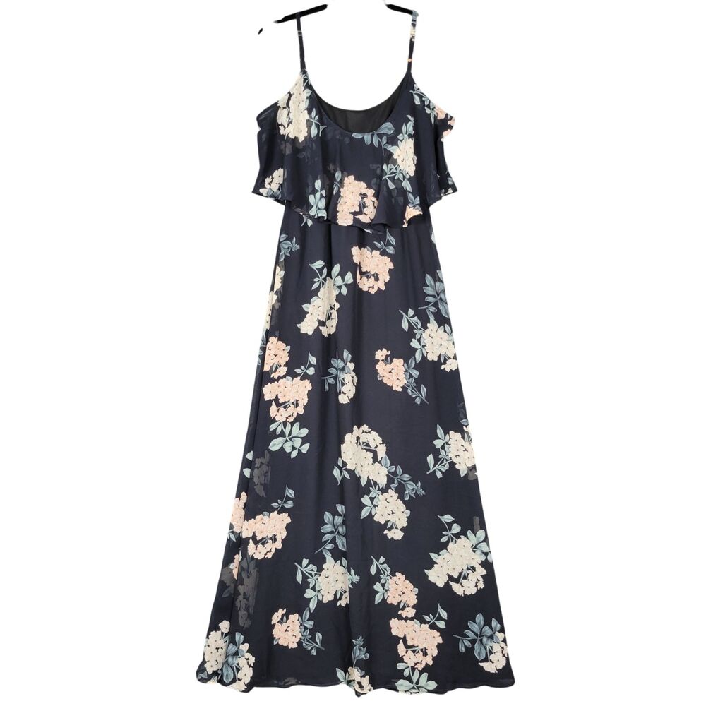 SHOW ME YOUR MUMU Caitlin Blue Floral Ruffle Flounce Chiffon Maxi Dress SIZE XS - Picture 3 of 12